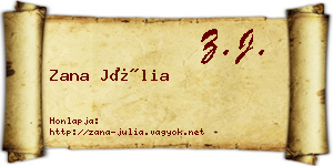 Zana Júlia névjegykártya